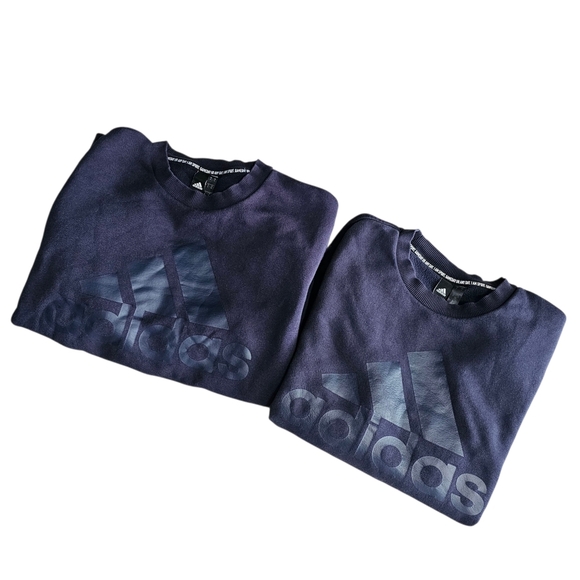 2 Pcs Adidas Men's Dark Blue Crewneck Sweater - Picture 1 of 4
